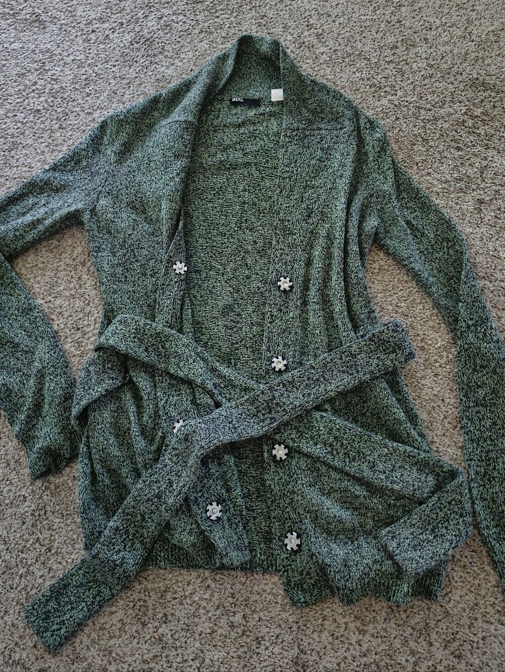 BDG Green And Black Belted Cardigan with 2 Front Pockets Sz M
